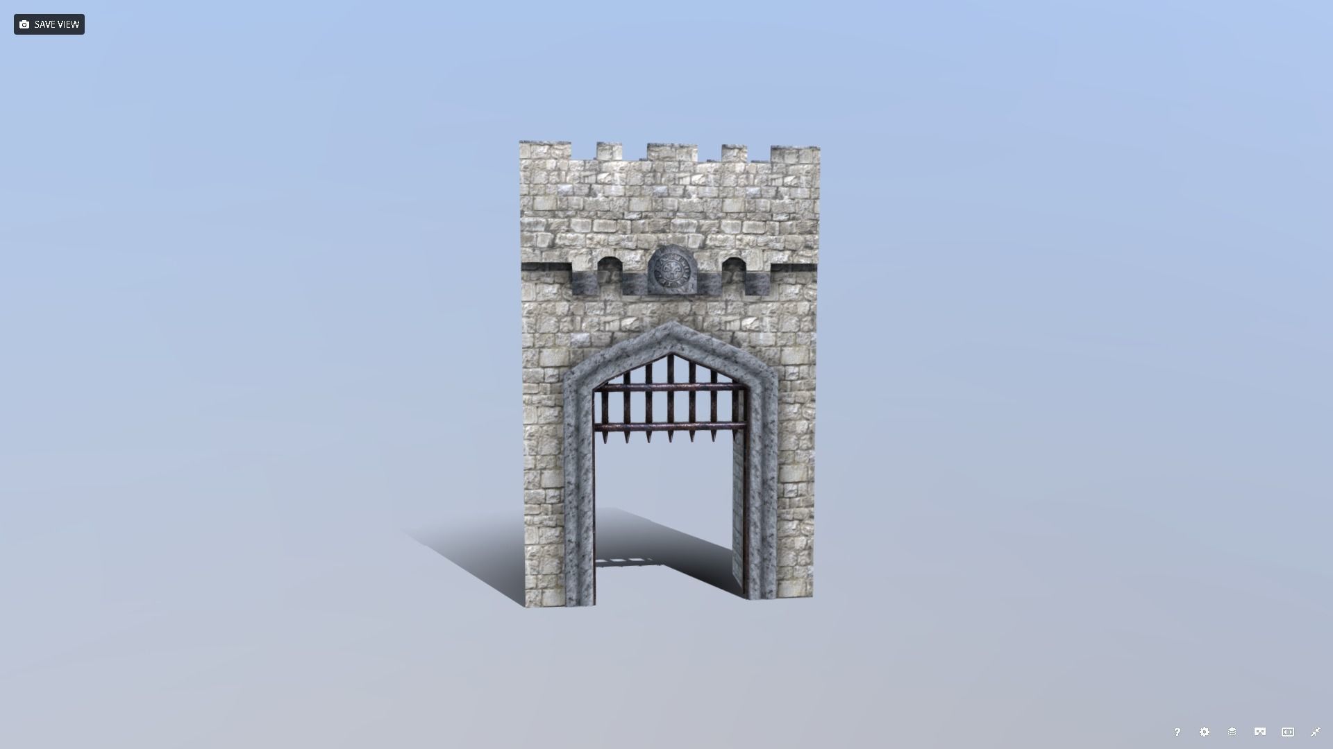 Medieval French Castle Gatehouse Low-poly 3D model_1
