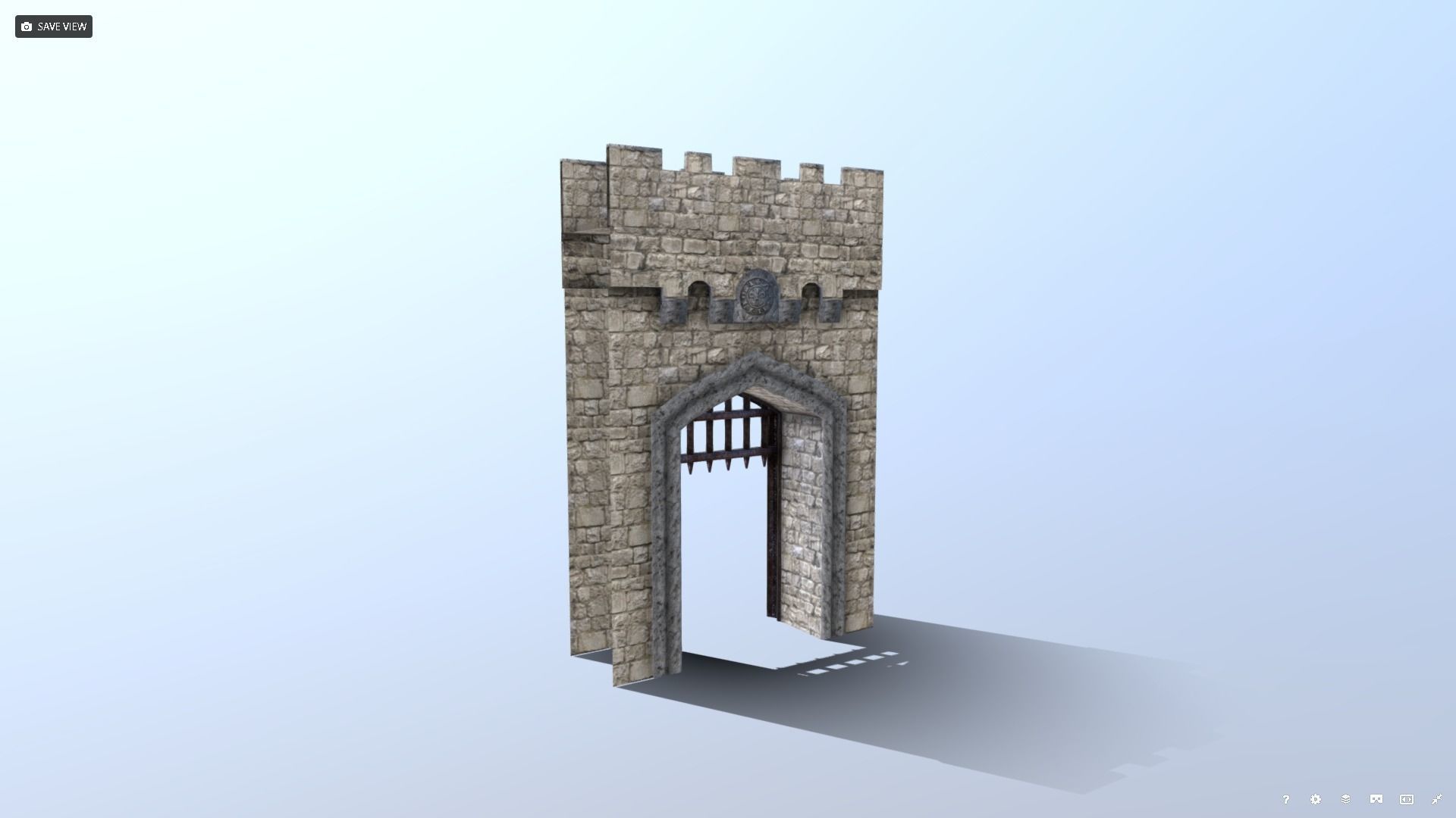 Medieval French Castle Gatehouse Low-poly 3D model_4