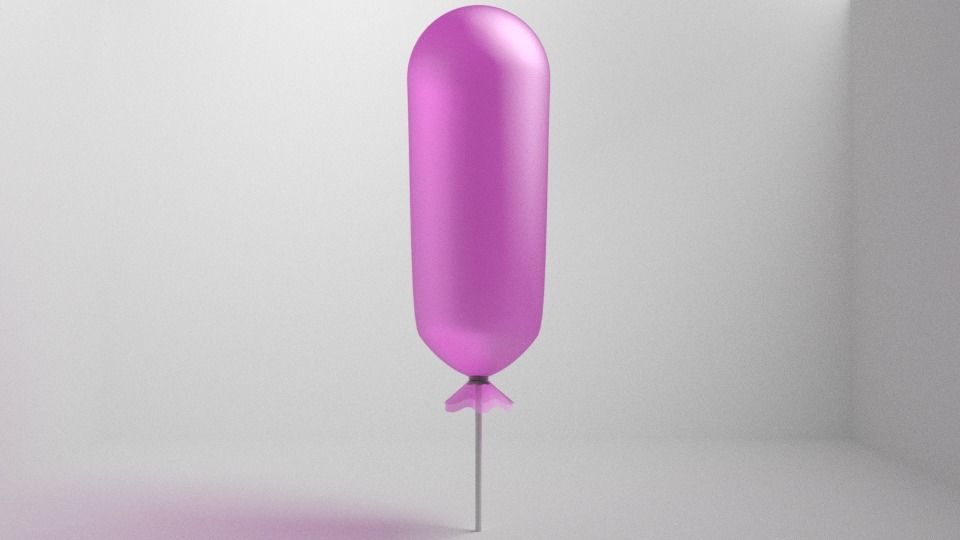 Balloon 1 on stick 3D model_1