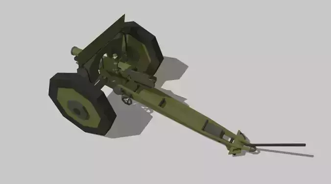 76-mm-gun military cannon Low-poly 3D model