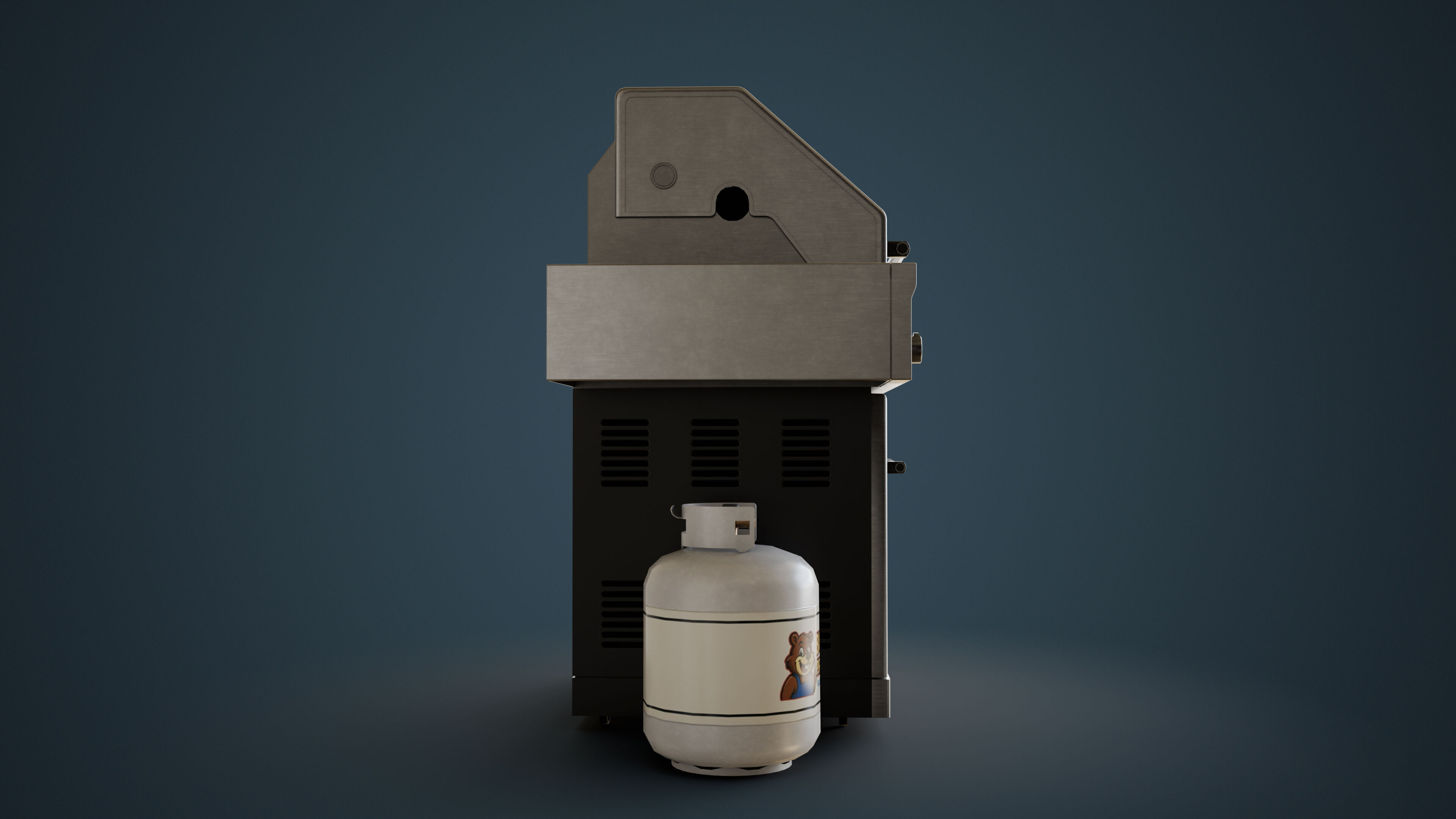 Propane Grill with Tank Low-poly 3D model_7