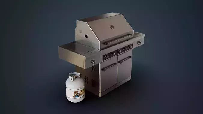 Propane Grill with Tank Low-poly 3D model