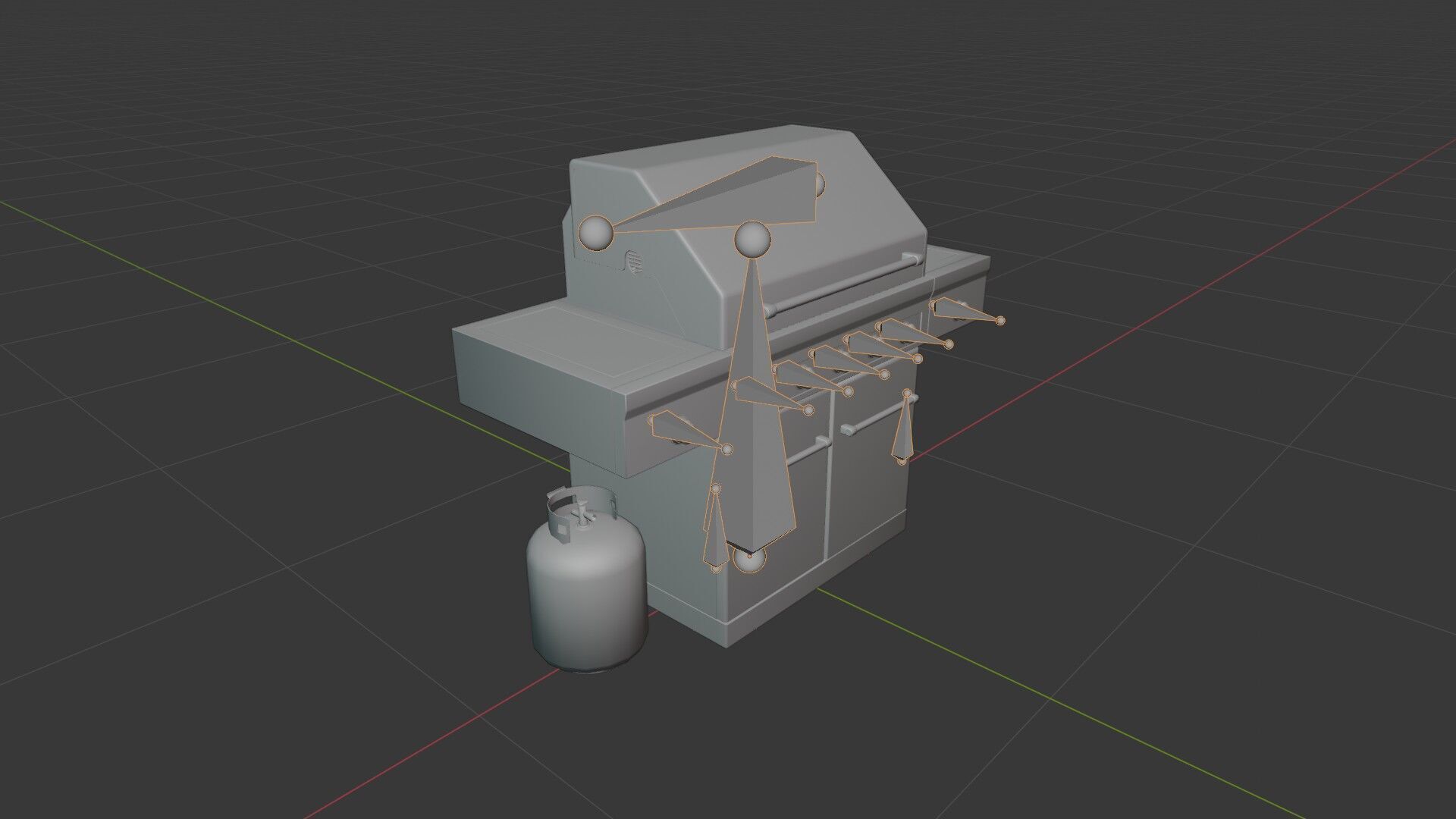 Propane Grill with Tank Low-poly 3D model_9