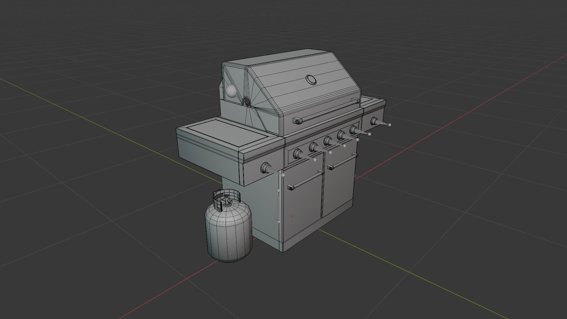 Propane Grill with Tank Low-poly 3D model_10