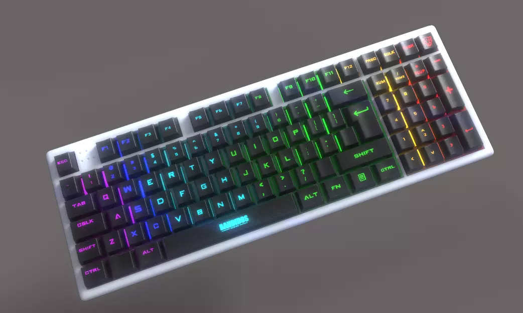 3D Keyboard with Emmesive Lights Low-poly 3D model_0