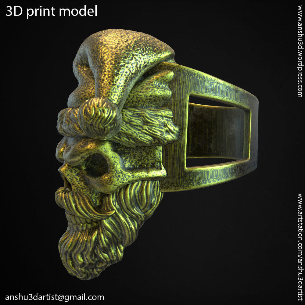 skull ring jewelry Santa claus  vol1 3D print model_5