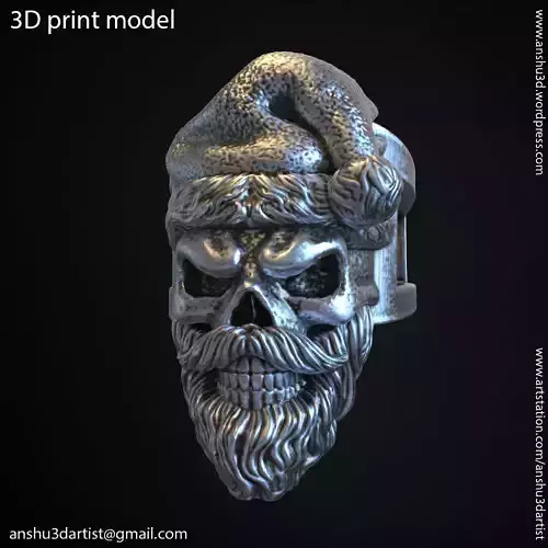 skull ring jewelry Santa claus  vol1 3D print model