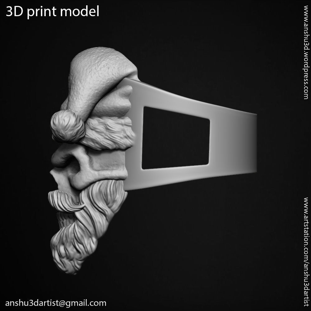 skull ring jewelry Santa claus  vol1 3D print model_10