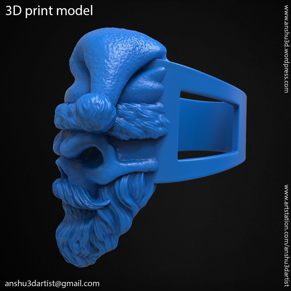 skull ring jewelry Santa claus  vol1 3D print model_6