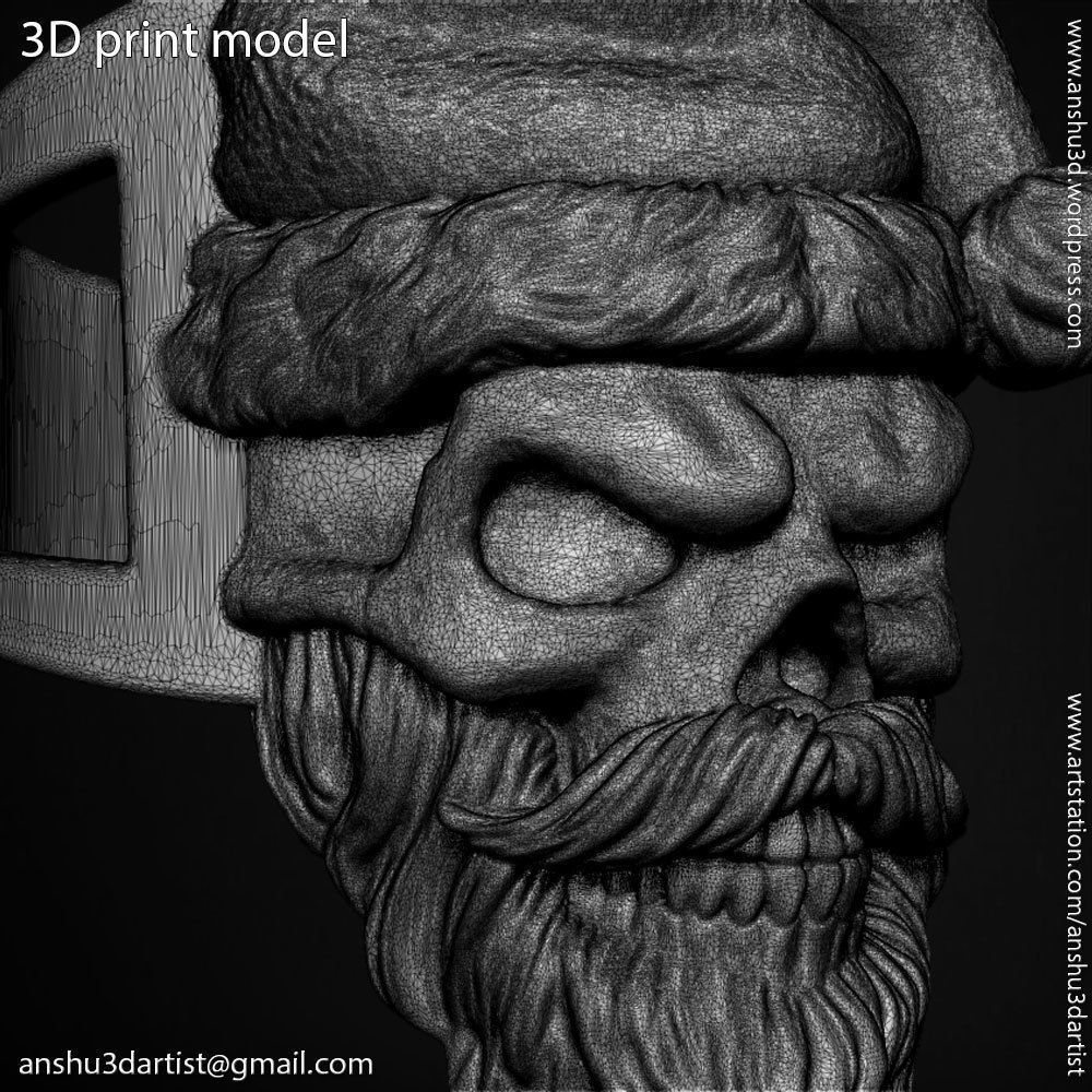 skull ring jewelry Santa claus  vol1 3D print model_18