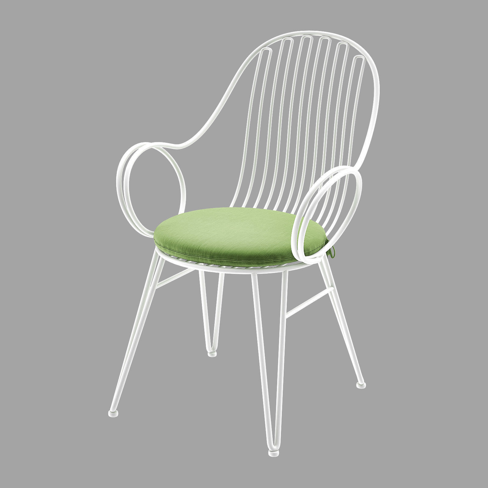 SCROLL White Metal Outdoor Dining Chair with Bistro Table 3D model