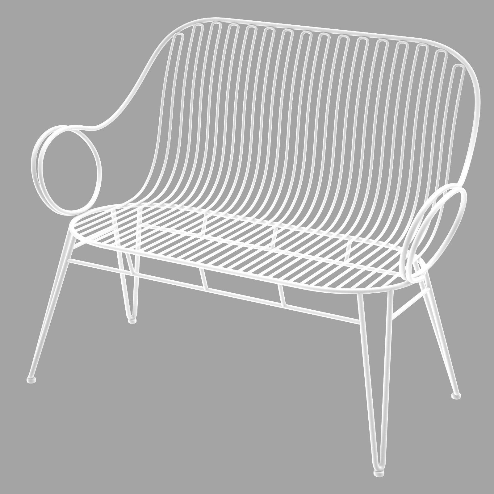 SCROLL White Metal Outdoor Bench 3D model_4