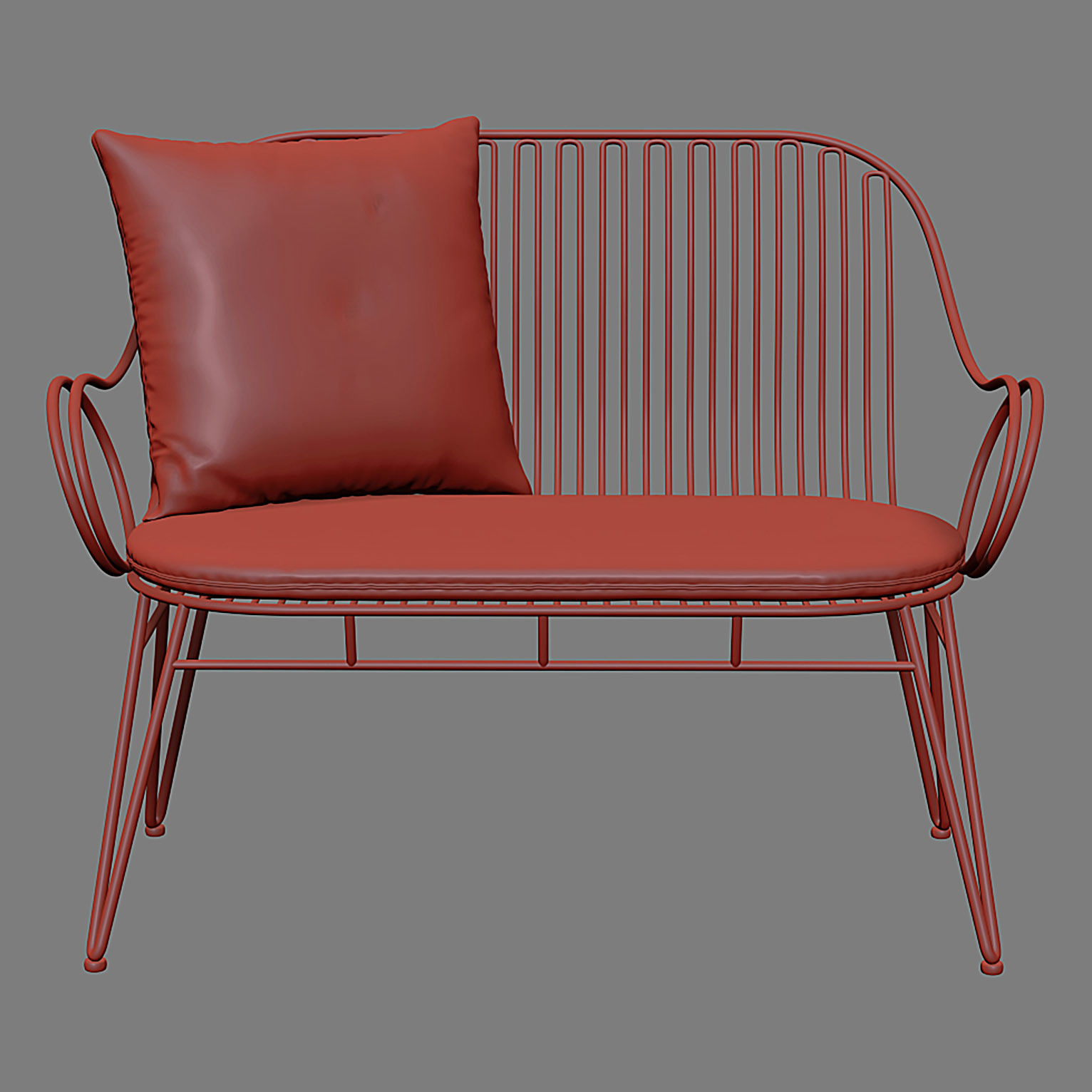 SCROLL White Metal Outdoor Bench 3D model_5