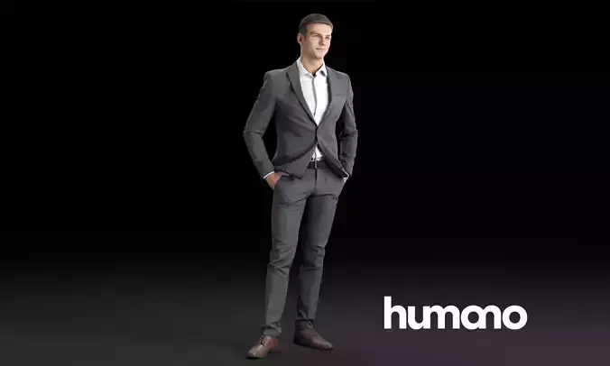 Humano Elegant business man standing and smiling 0101 Free 3D model