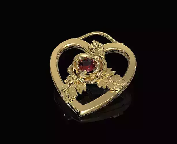 Rose in heart pendant