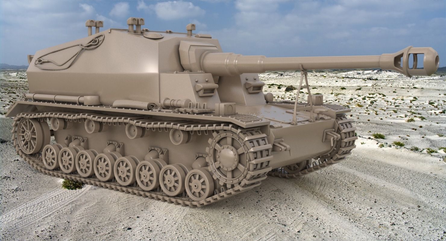 Tank K18 Auf Panzer Clay VRay 3D model_4