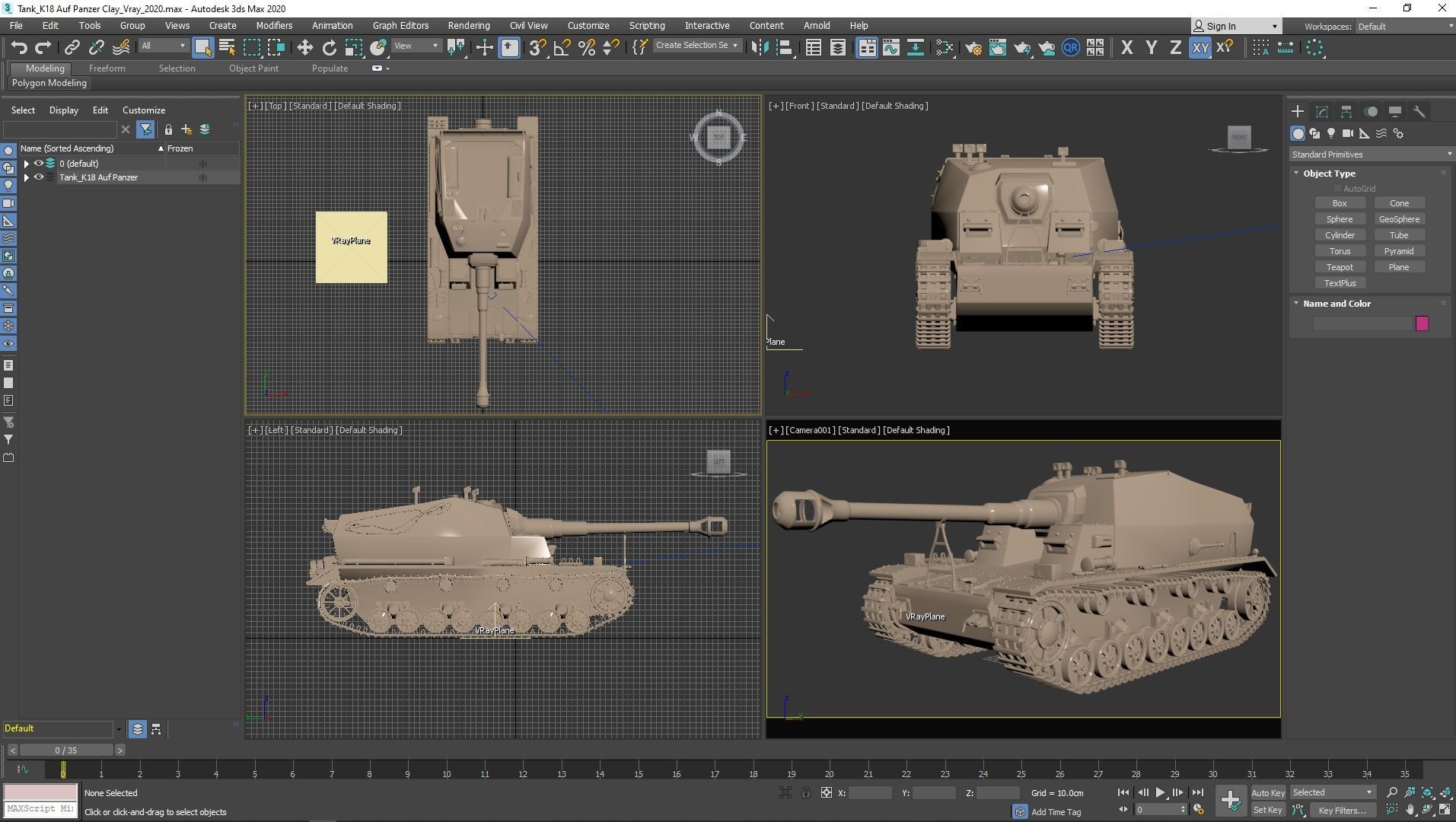 Tank K18 Auf Panzer Clay VRay 3D model_25