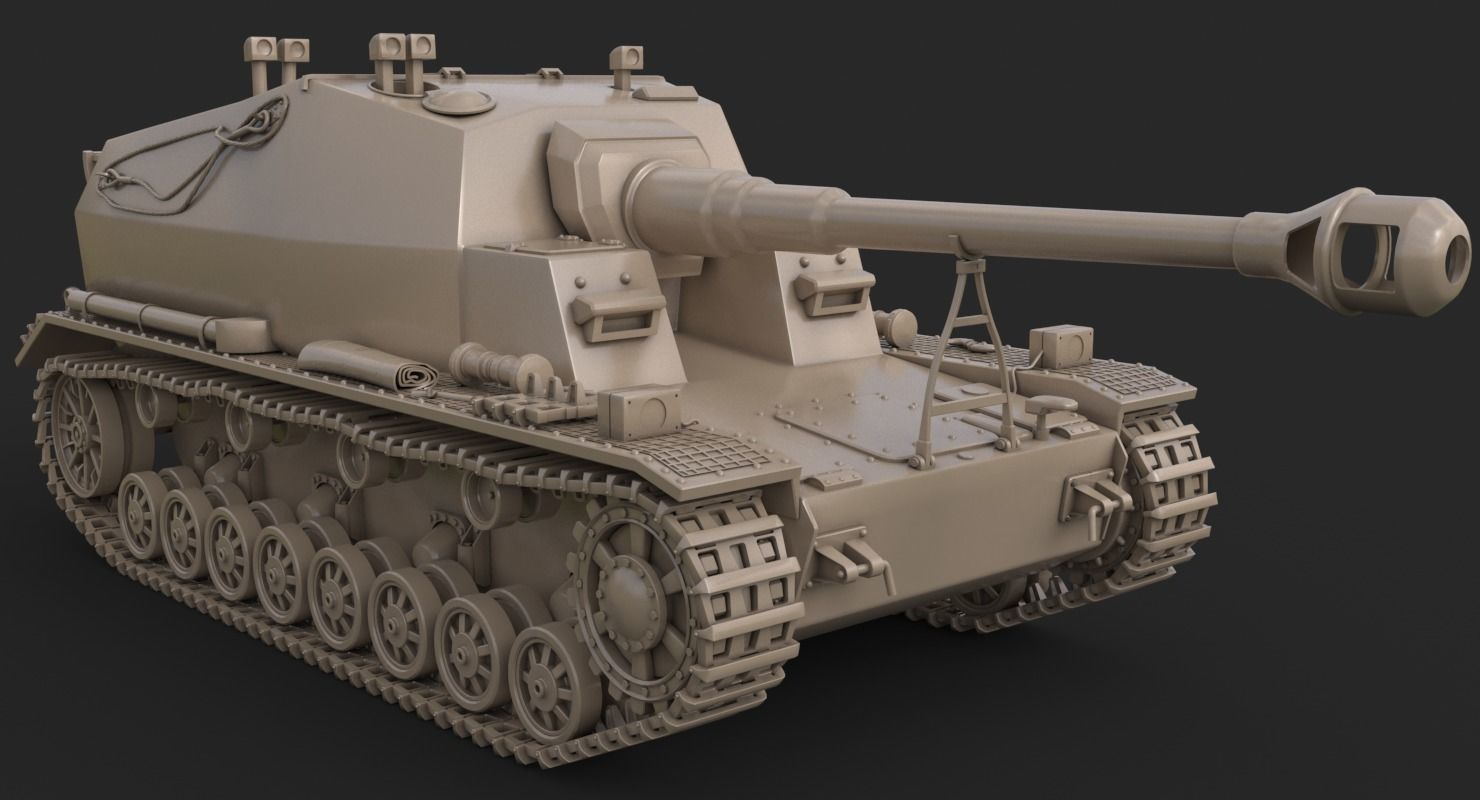 Tank K18 Auf Panzer Clay VRay 3D model_10