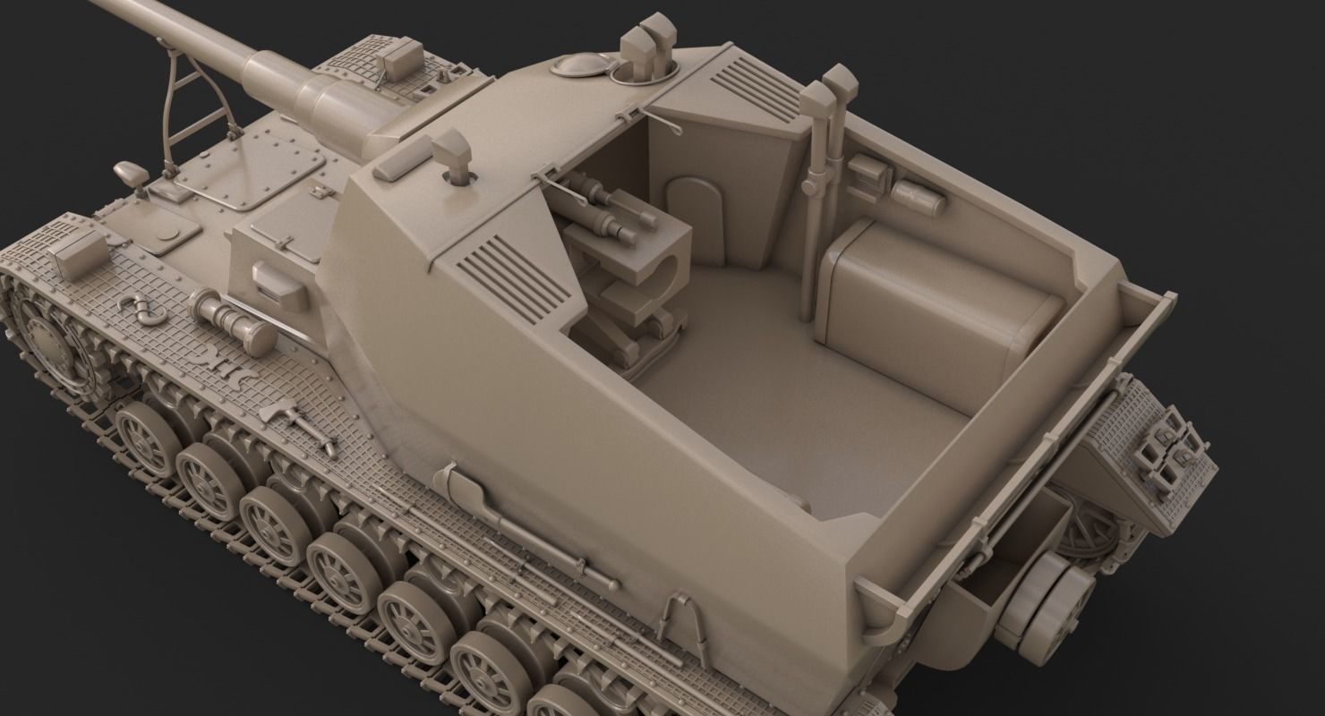 Tank K18 Auf Panzer Clay VRay 3D model_12