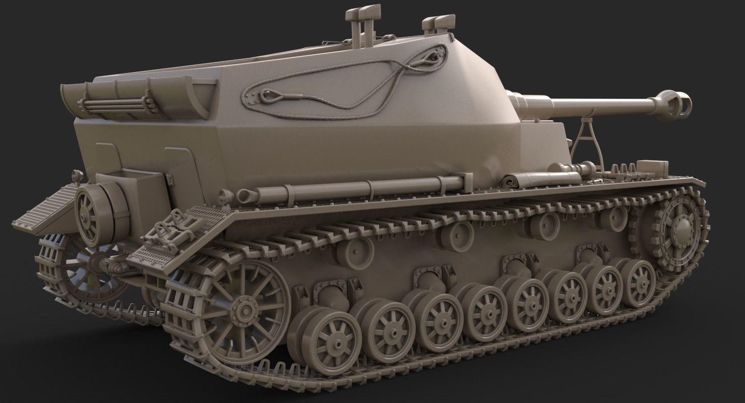 Tank K18 Auf Panzer Clay VRay 3D model_9