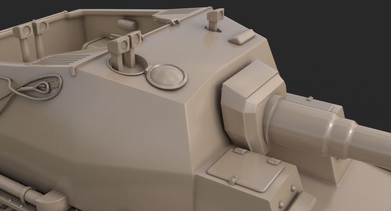 Tank K18 Auf Panzer Clay VRay 3D model_17
