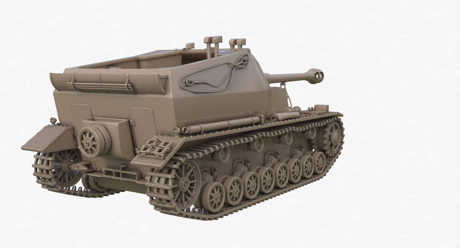 Tank K18 Auf Panzer Clay VRay 3D model_45