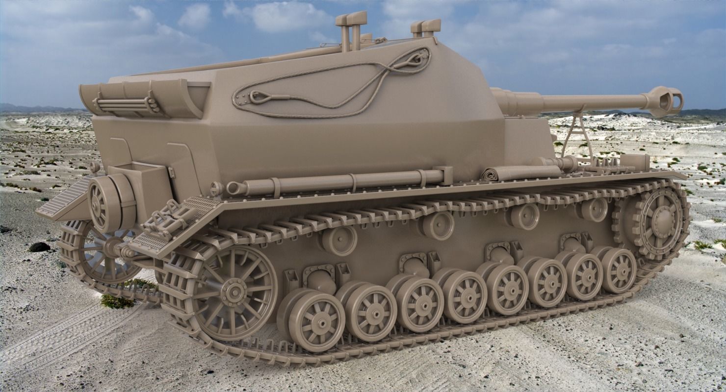 Tank K18 Auf Panzer Clay VRay 3D model_2