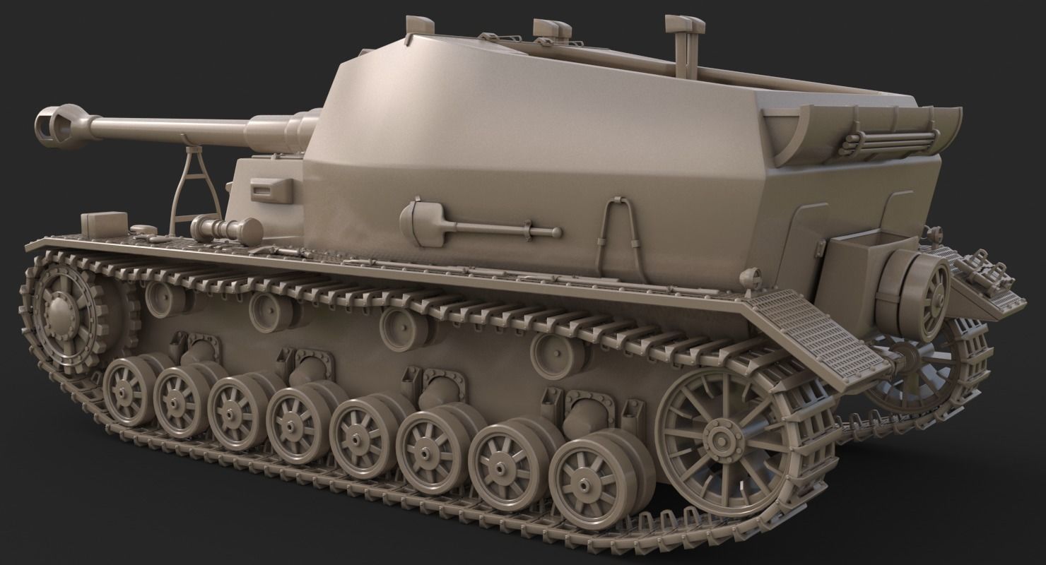 Tank K18 Auf Panzer Clay VRay 3D model_7