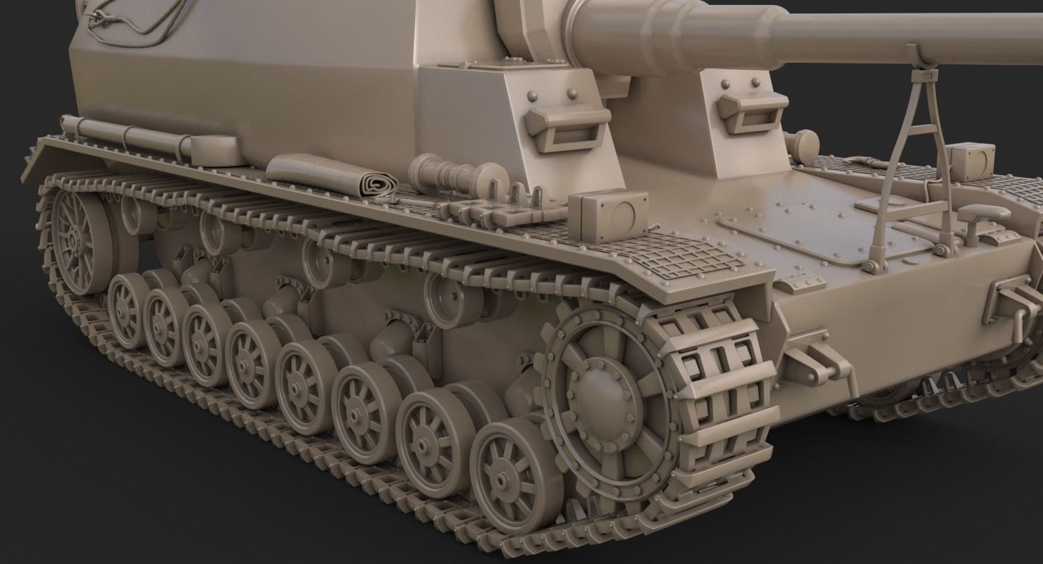Tank K18 Auf Panzer Clay VRay 3D model_14