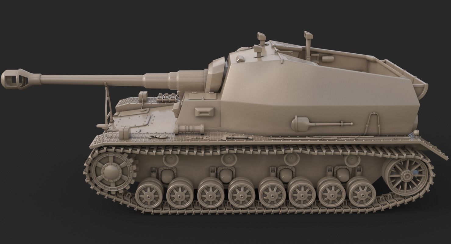 Tank K18 Auf Panzer Clay VRay 3D model_6