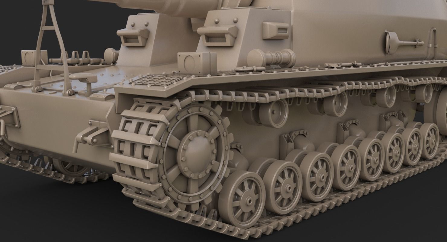 Tank K18 Auf Panzer Clay VRay 3D model_15