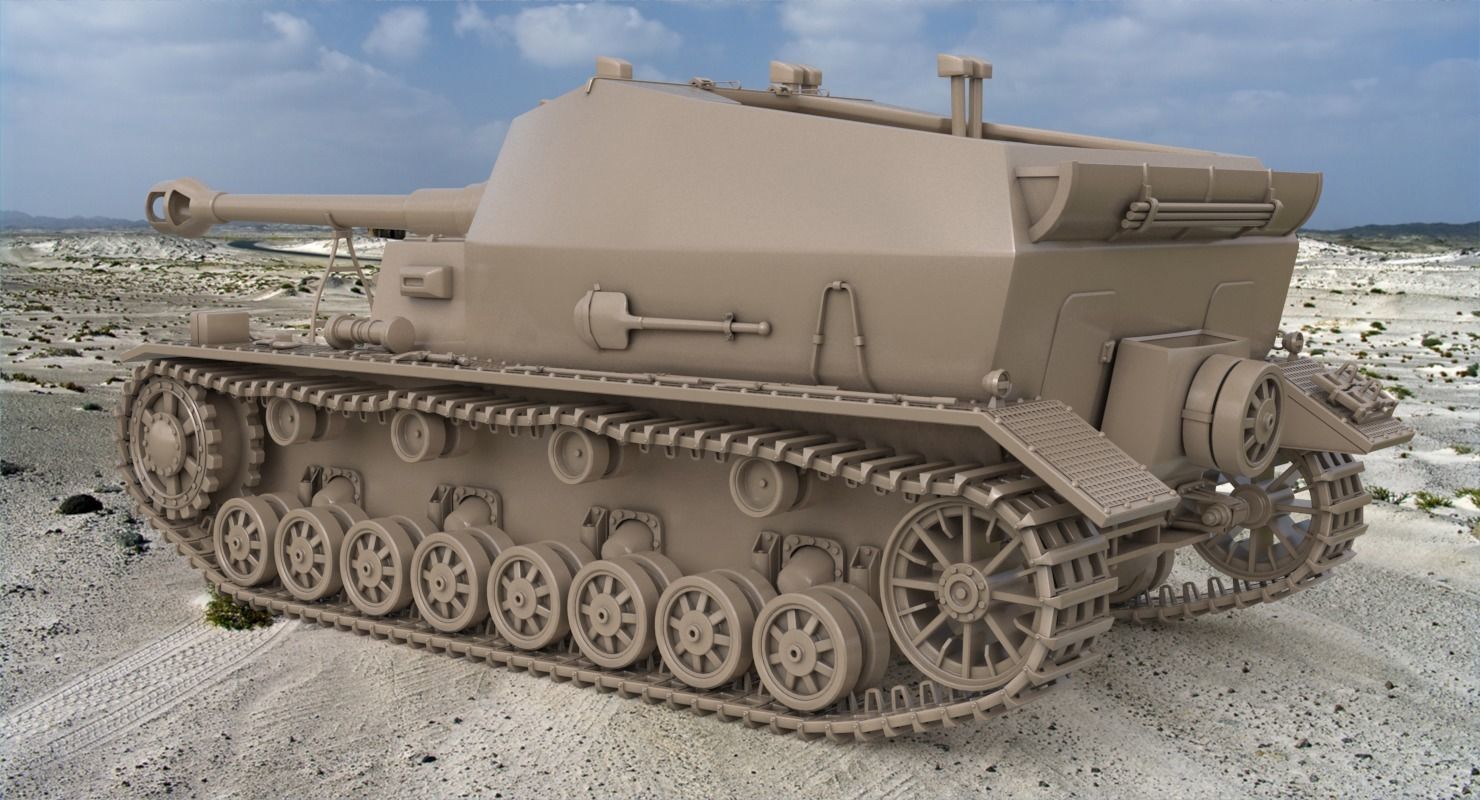 Tank K18 Auf Panzer Clay VRay 3D model_3