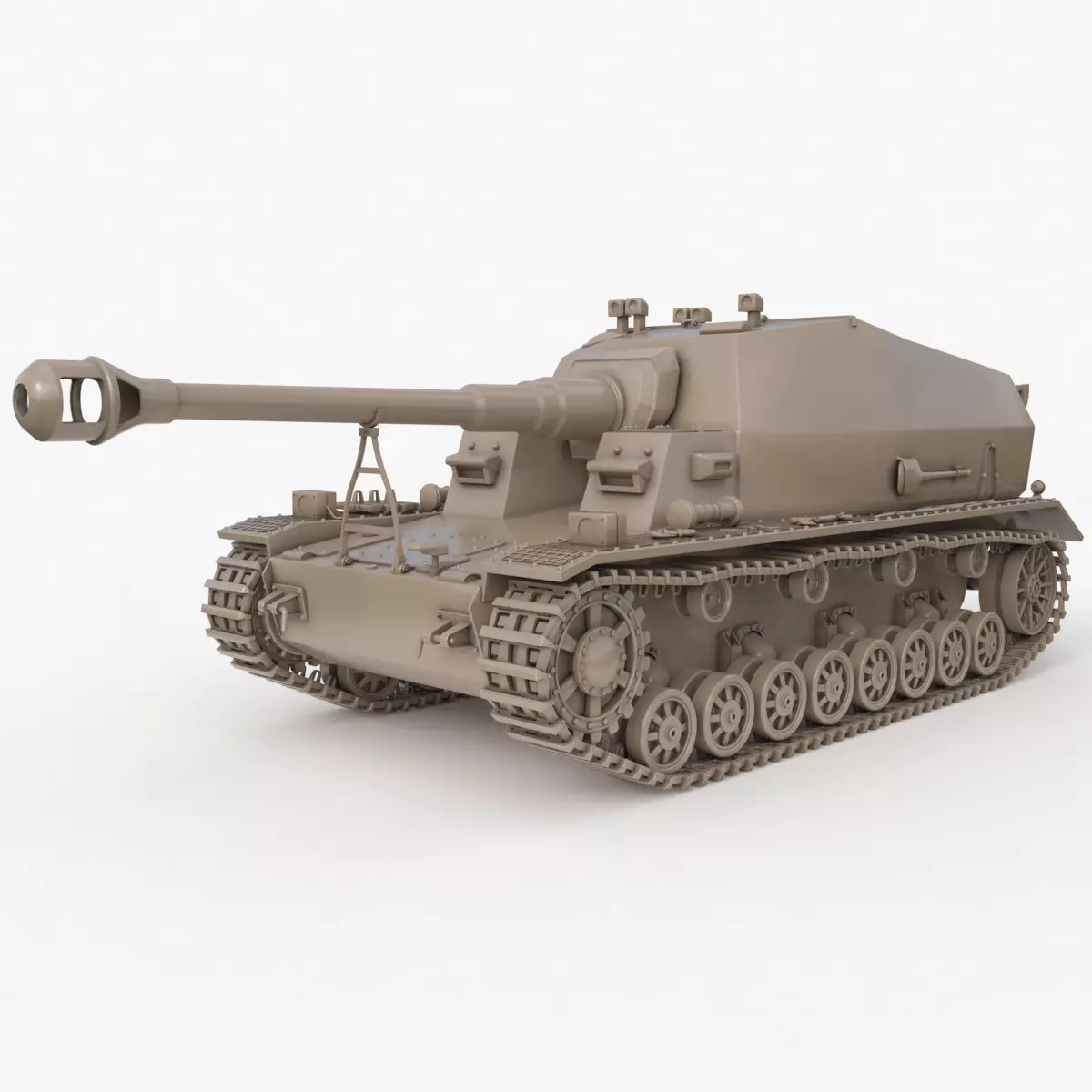 Tank K18 Auf Panzer Clay VRay 3D model_0