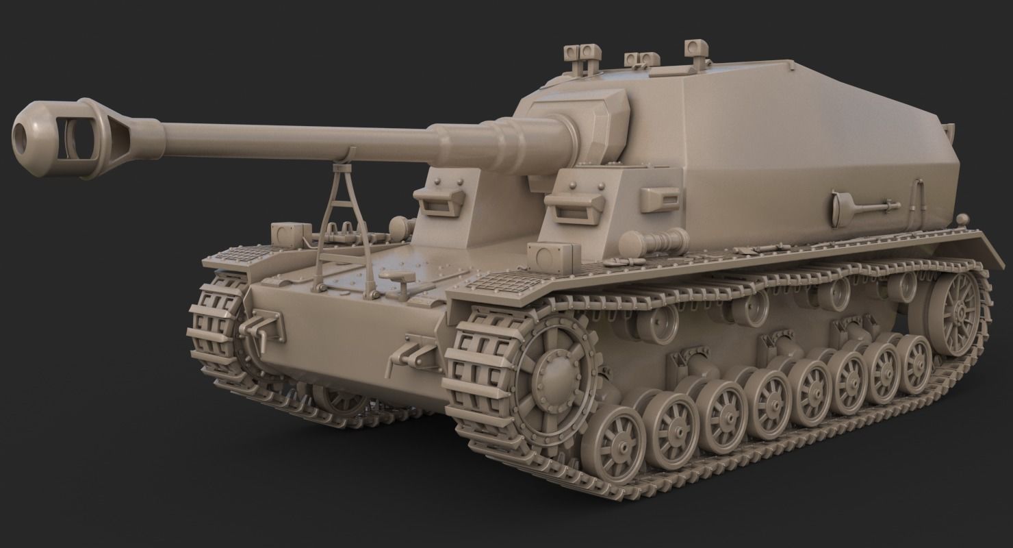 Tank K18 Auf Panzer Clay VRay 3D model_5