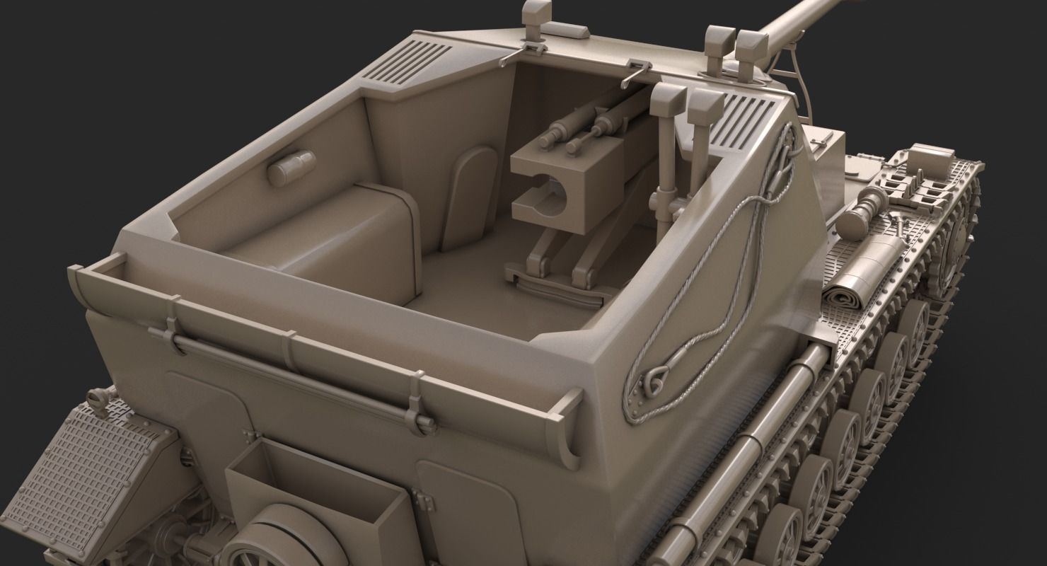 Tank K18 Auf Panzer Clay VRay 3D model_13