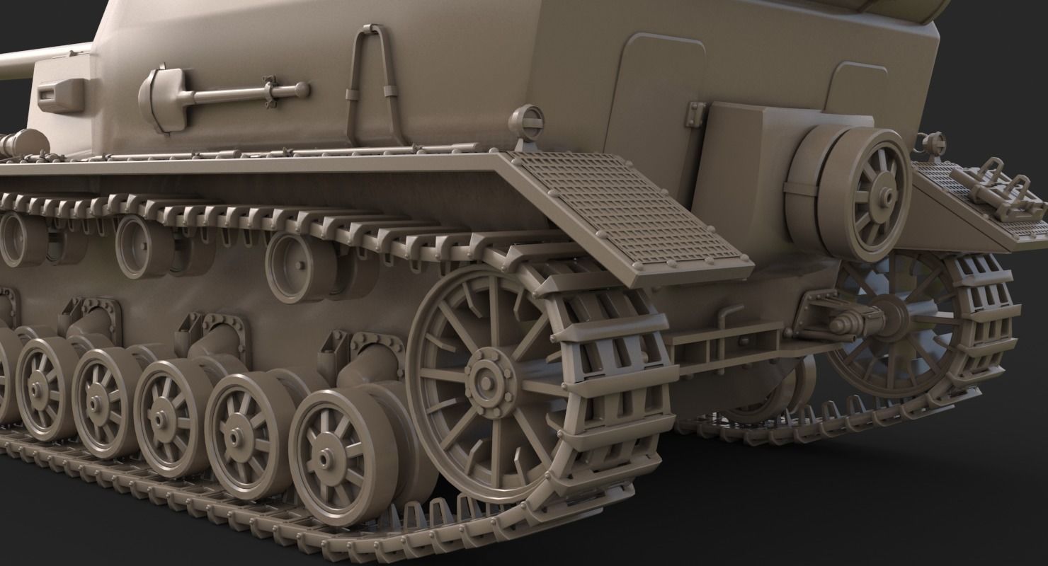 Tank K18 Auf Panzer Clay VRay 3D model_16