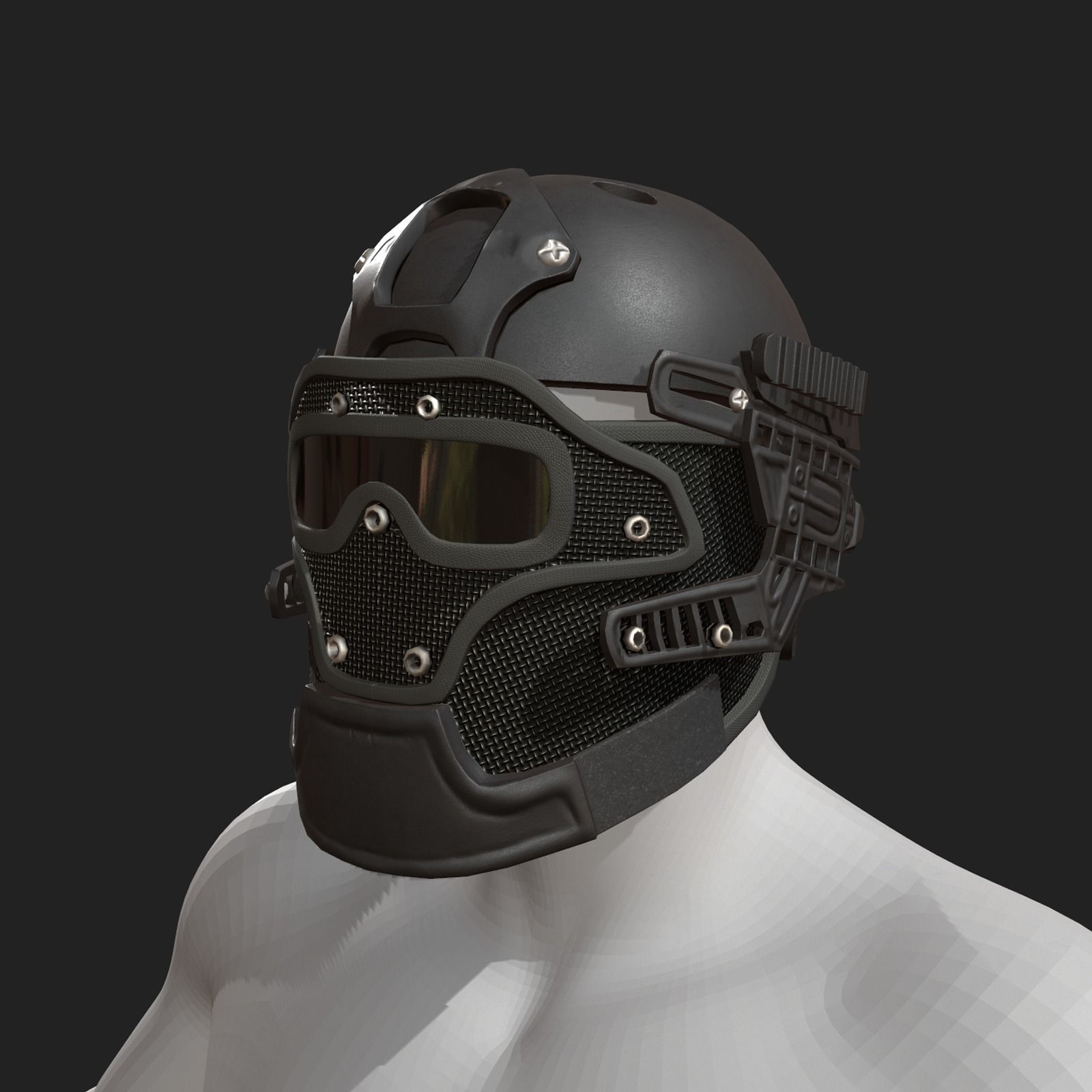 Helmet scifi military combat  Low-poly 3D model_4