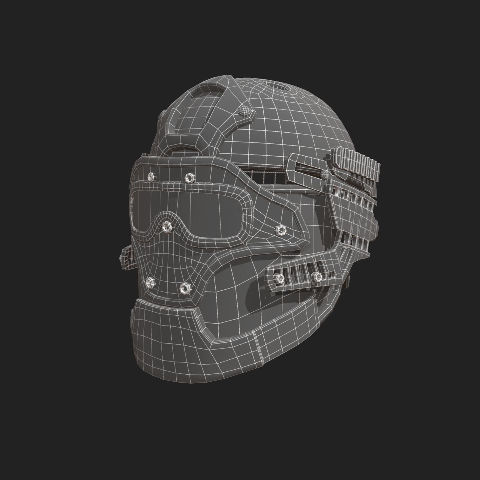 Helmet scifi military combat  Low-poly 3D model_7