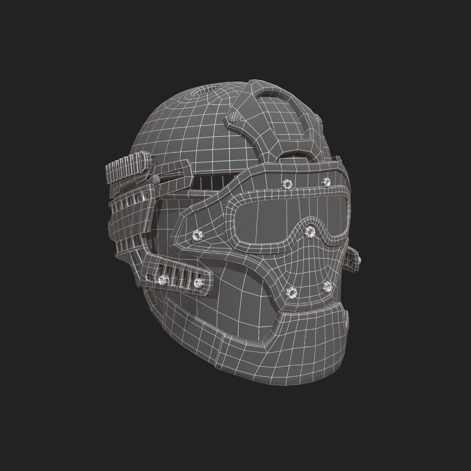 Helmet scifi military combat  Low-poly 3D model_6