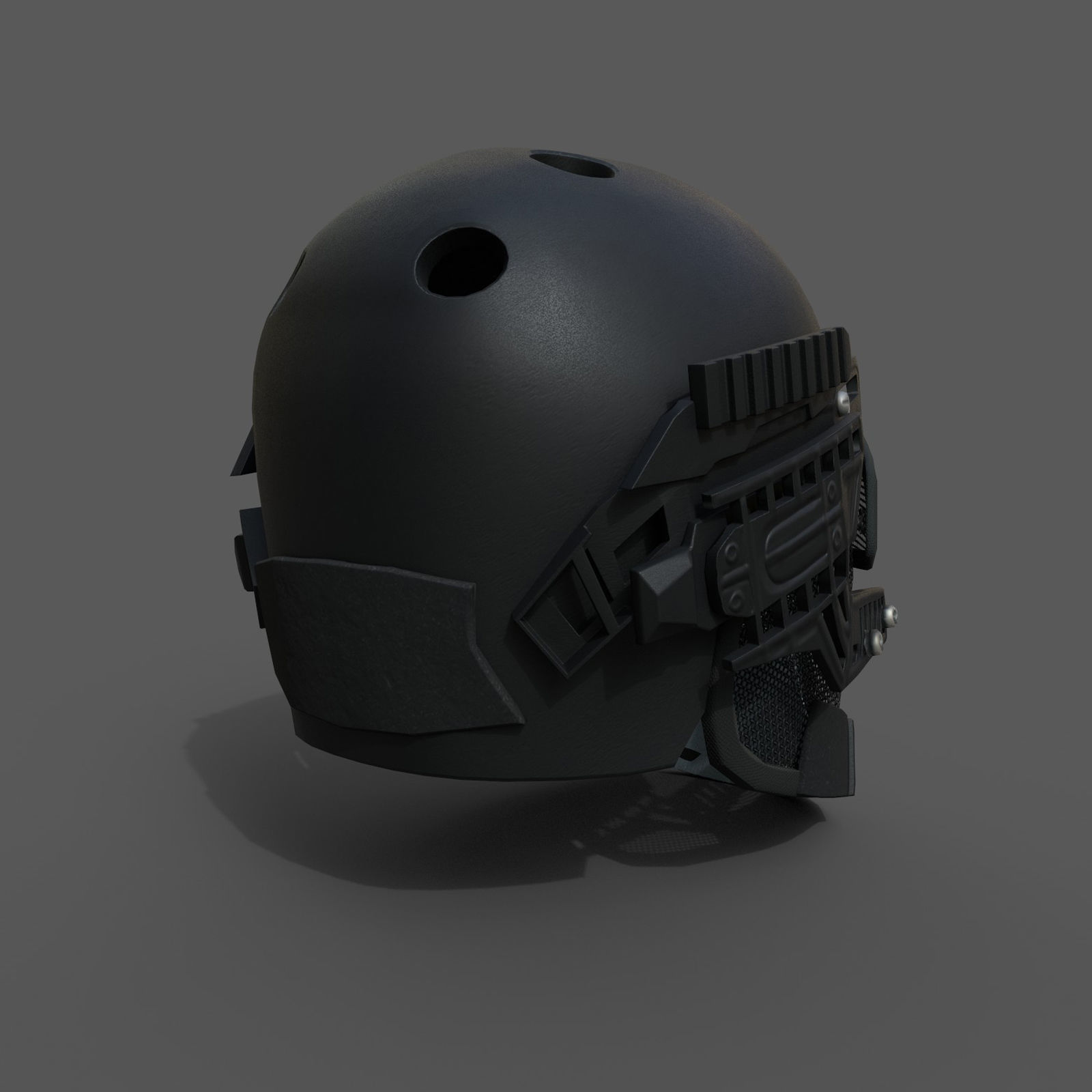 Helmet scifi military combat  Low-poly 3D model_2
