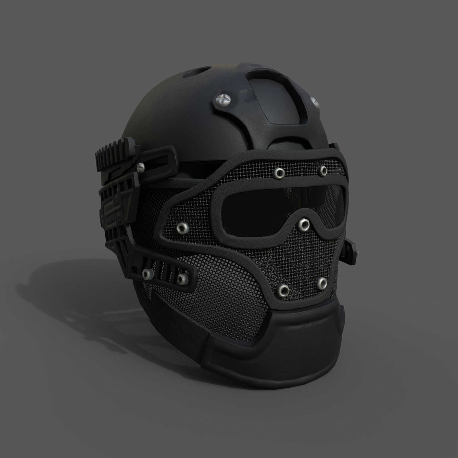 Helmet scifi military combat  Low-poly 3D model_3