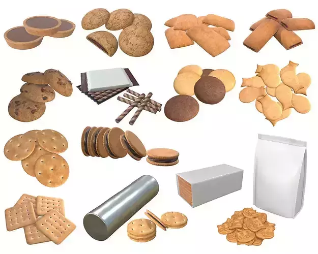 Cookie package packaged blank mock-up 3D Model Collection