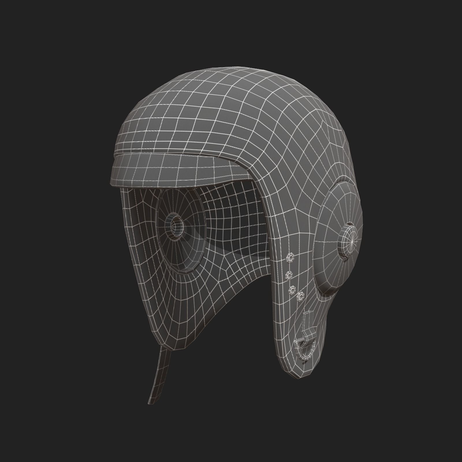 Helmet scifi pilot retro military  Low-poly 3D model_5