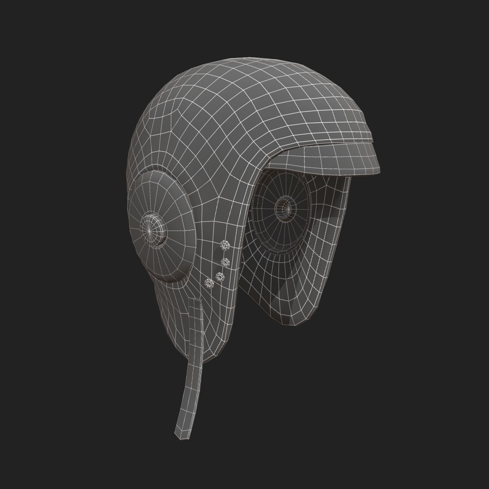 Helmet scifi pilot retro military  Low-poly 3D model_3