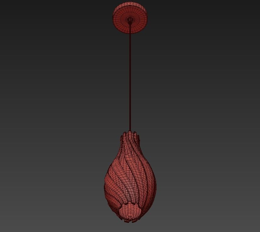 SWISH wooden pendant light with striped pattern 3D model_4