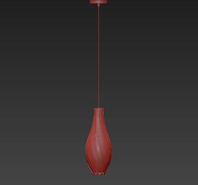 SWISH wooden pendant light with striped pattern 3D model_1