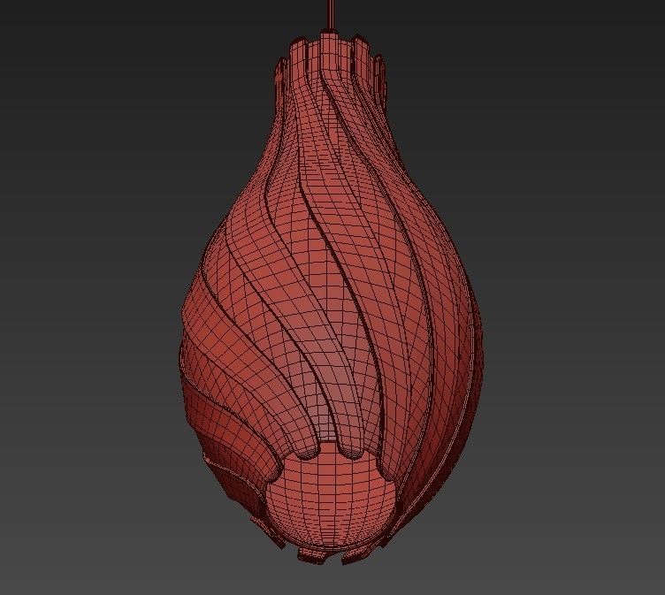 SWISH wooden pendant light with striped pattern 3D model_3