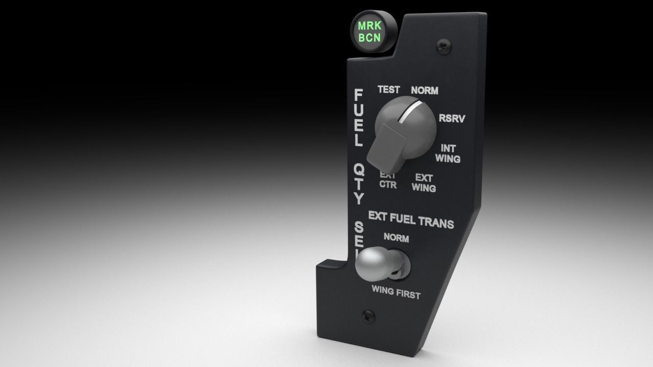 F16 Fuel Quantity Selector Panel 3D model_2