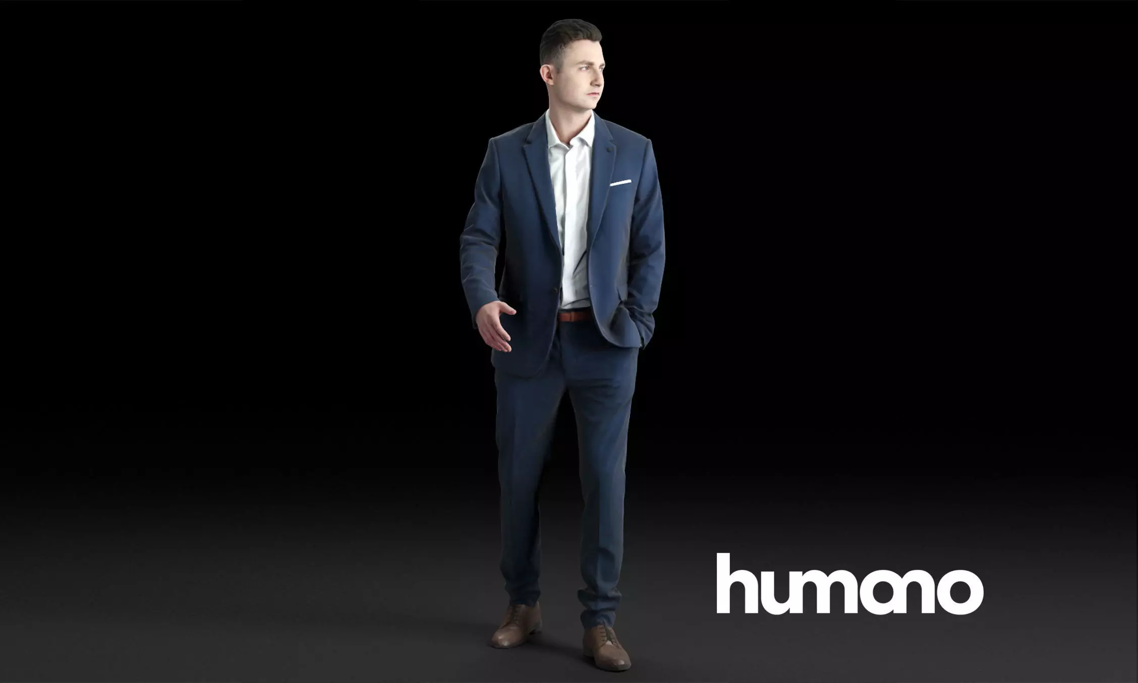 Humano Elegant business man in a suit walking 0102 3D model_0