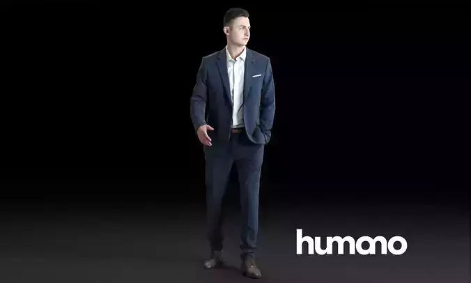 Humano Elegant business man in a suit walking 0102 3D model